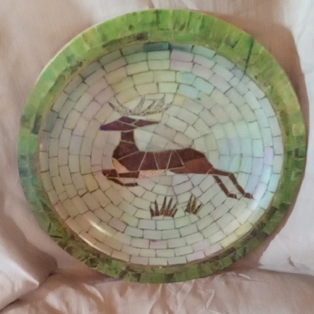 Waverly mid century modern melamine leaping deer platter,13 in. Platter